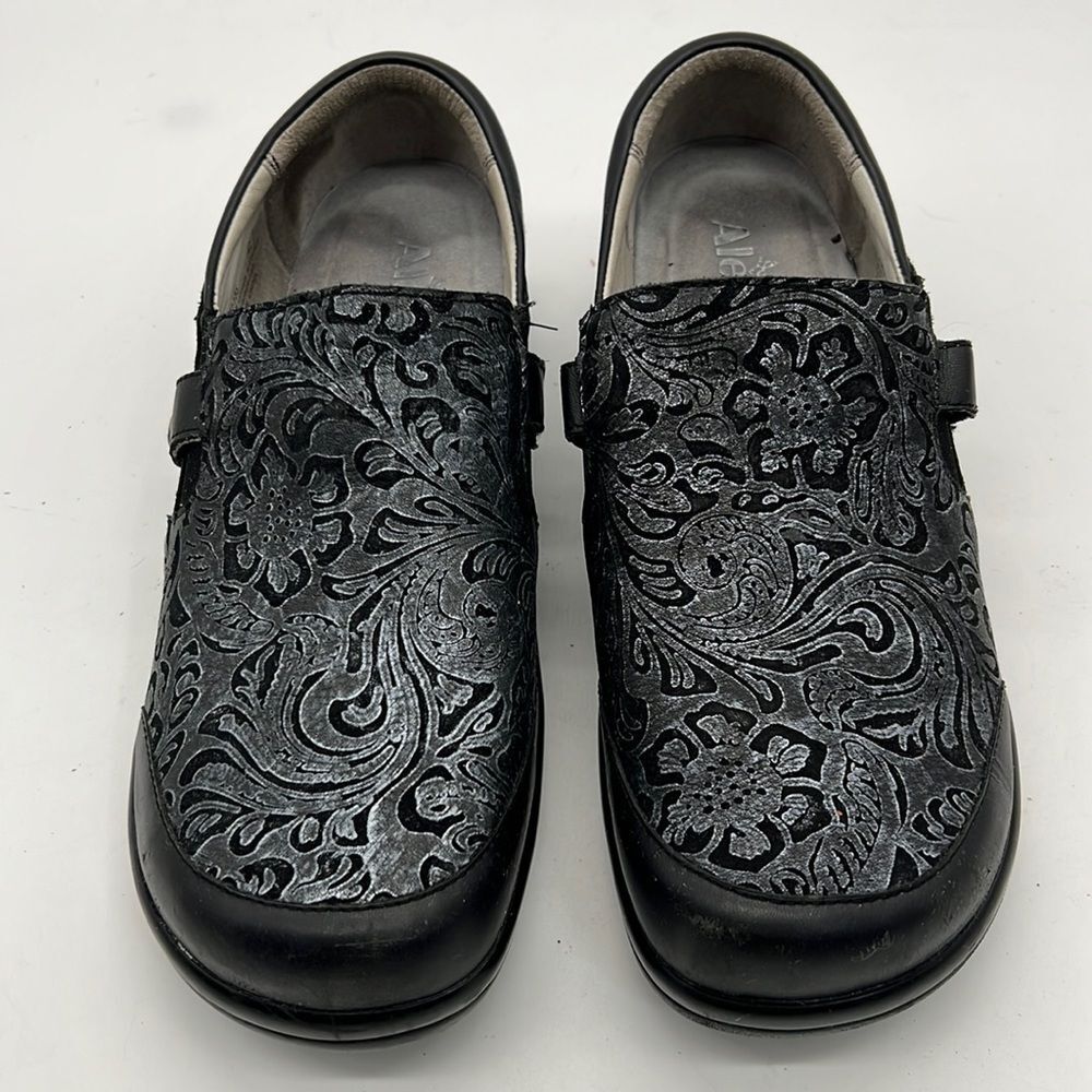 Alegria PAI-165 Black Leather embossed Clogs size 42 ( US 11.5 - 12)